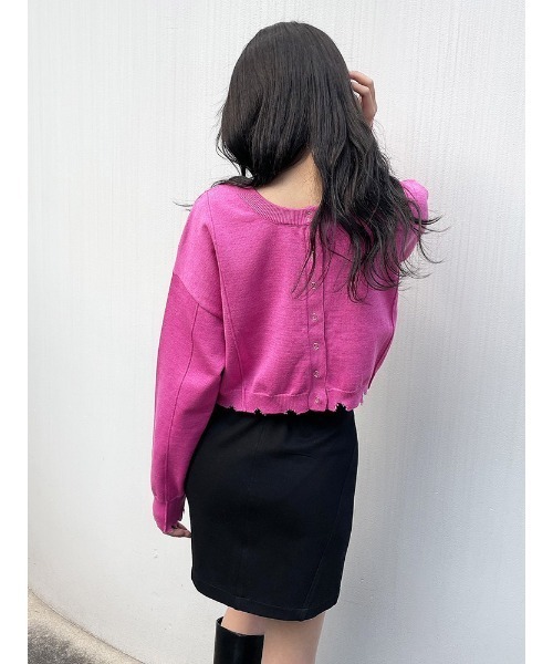 ENVYM(アンビー)の「ブロークンショートカーデTOPS(カーディガン/ボレロ・レディース・ピンク/ホワイト/ブラック・FREE)」の8枚目の写真