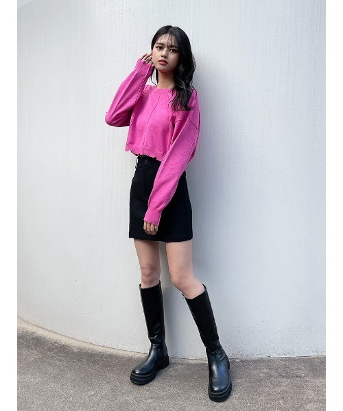 ENVYM(アンビー)の「ブロークンショートカーデTOPS(カーディガン/ボレロ・レディース・ピンク/ホワイト/ブラック・FREE)」の9枚目の写真