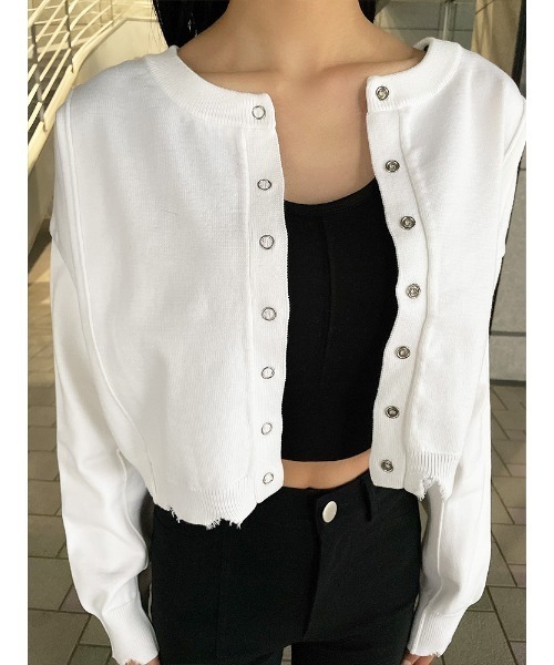 ENVYM(アンビー)の「ブロークンショートカーデTOPS(カーディガン/ボレロ・レディース・ピンク/ホワイト/ブラック・FREE)」の14枚目の写真