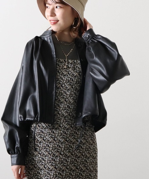 Cheek(チーク)の「【入荷禁止】フェイクレザーブルゾン(ブルゾン・レディース・ブラック/キャメル/グレイッシュベージュ・MEDIUM)」の10枚目の写真