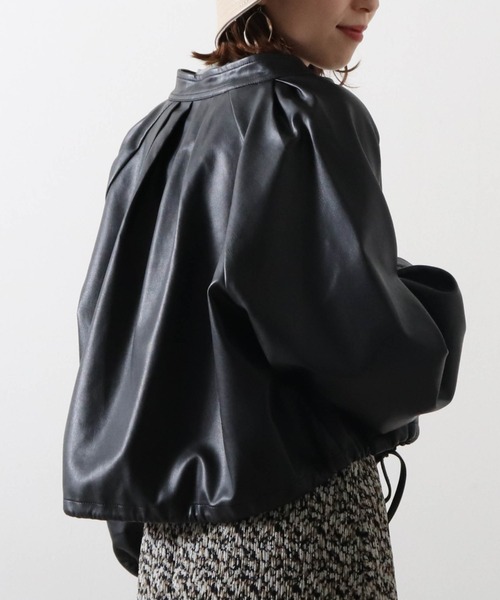 Cheek(チーク)の「【入荷禁止】フェイクレザーブルゾン(ブルゾン・レディース・ブラック/キャメル/グレイッシュベージュ・MEDIUM)」の12枚目の写真
