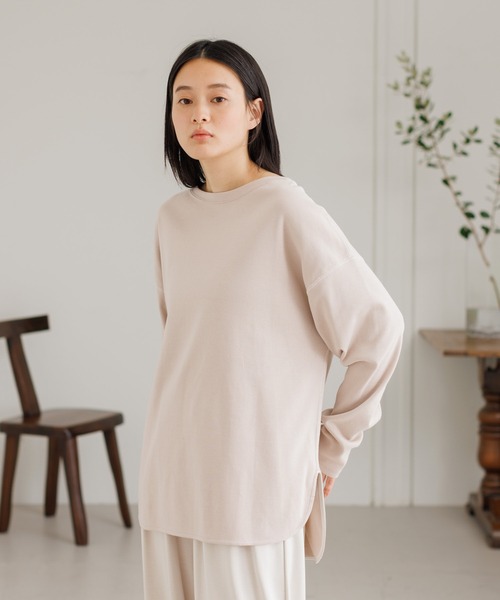 collex(コレックス)の「【接触冷感・UVカット】フライスロングスリーブプルオーバー(Tシャツ/カットソー・レディース・ホワイト/グレー/ピンクベージュ・フリー)」の3枚目の写真