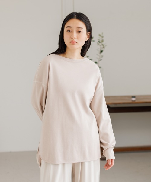 collex(コレックス)の「【接触冷感・UVカット】フライスロングスリーブプルオーバー(Tシャツ/カットソー・レディース・ホワイト/グレー/ピンクベージュ・フリー)」の12枚目の写真
