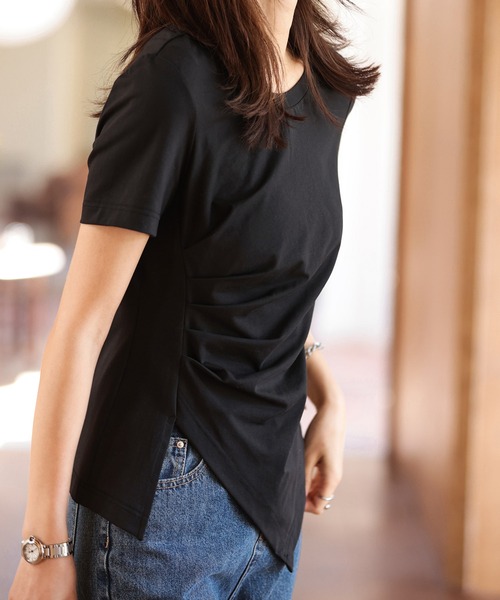 SAISON DE PAPILLON（セゾンドパピヨン）の「デザインスリットTシャツカットソー（Tシャツ/カットソー・レディース・ブラック/ホワイト/イエロー・L/M/S）」の11枚目の写真