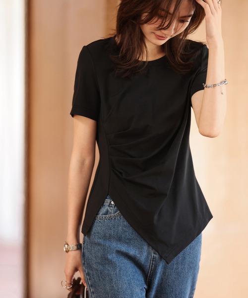 SAISON DE PAPILLON（セゾンドパピヨン）の「デザインスリットTシャツカットソー（Tシャツ/カットソー・レディース・ブラック/ホワイト/イエロー・L/M/S）」の14枚目の写真