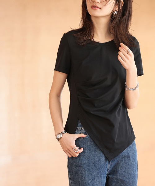 SAISON DE PAPILLON（セゾンドパピヨン）の「デザインスリットTシャツカットソー（Tシャツ/カットソー・レディース・ブラック/ホワイト/イエロー・L/M/S）」の15枚目の写真