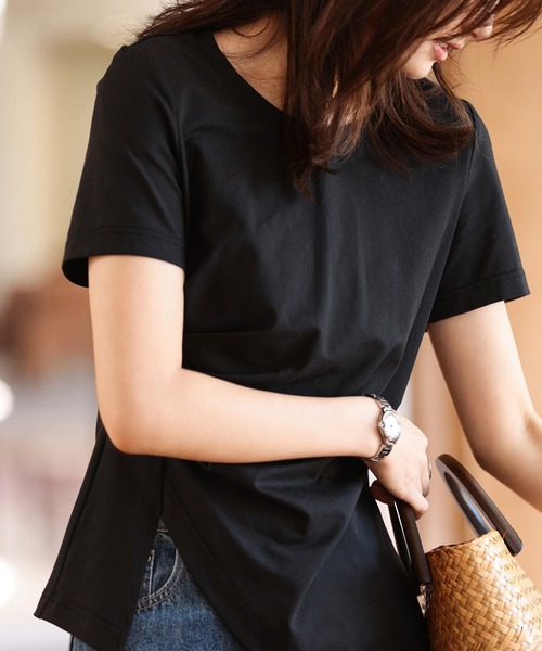 SAISON DE PAPILLON（セゾンドパピヨン）の「デザインスリットTシャツカットソー（Tシャツ/カットソー・レディース・ブラック/ホワイト/イエロー・L/M/S）」の19枚目の写真