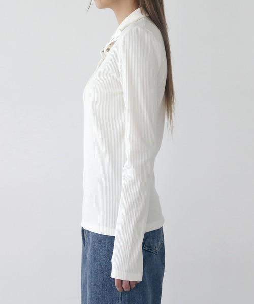 UNE MANSION（ユヌマンション）の「[UNE ORIGINAL] 【9カラー展開】コットンスナップTシャツ（Tシャツ/カットソー・レディース・アイボリー/ブラック/ブラウン/ミント/ライトグレー/ブルー/ピンク系その他/ベージュ/クリーム・FREE）」の11枚目の写真