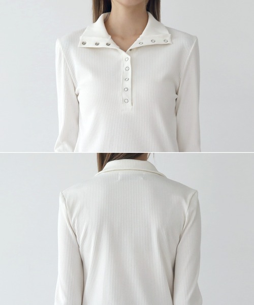 UNE MANSION（ユヌマンション）の「[UNE ORIGINAL] 【9カラー展開】コットンスナップTシャツ（Tシャツ/カットソー・レディース・アイボリー/ブラック/ブラウン/ミント/ライトグレー/ブルー/ピンク系その他/ベージュ/クリーム・FREE）」の13枚目の写真