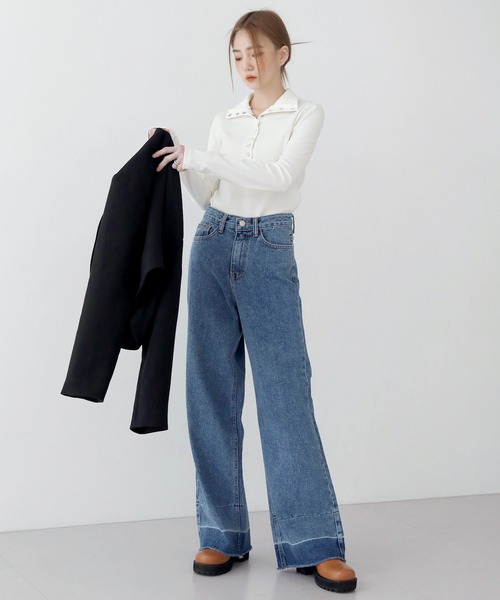 UNE MANSION（ユヌマンション）の「[UNE ORIGINAL] 【9カラー展開】コットンスナップTシャツ（Tシャツ/カットソー・レディース・アイボリー/ブラック/ブラウン/ミント/ライトグレー/ブルー/ピンク系その他/ベージュ/クリーム・FREE）」の20枚目の写真