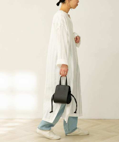 FORK&SPOON（フォークアンドスプーン）の「FORK&SPOON　カラミストライプシャツワンピース（ワンピース・レディース・カーキ/オフホワイト/ブラック・1）」の7枚目の写真