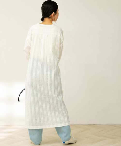 FORK&SPOON（フォークアンドスプーン）の「FORK&SPOON　カラミストライプシャツワンピース（ワンピース・レディース・カーキ/オフホワイト/ブラック・1）」の8枚目の写真