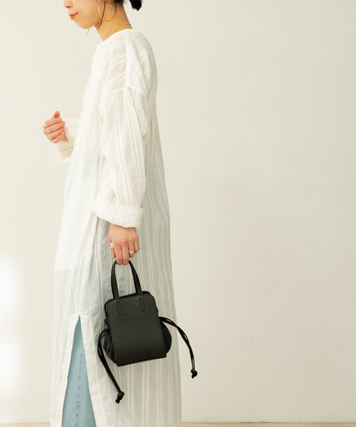 FORK&SPOON（フォークアンドスプーン）の「FORK&SPOON　カラミストライプシャツワンピース（ワンピース・レディース・カーキ/オフホワイト/ブラック・1）」の9枚目の写真