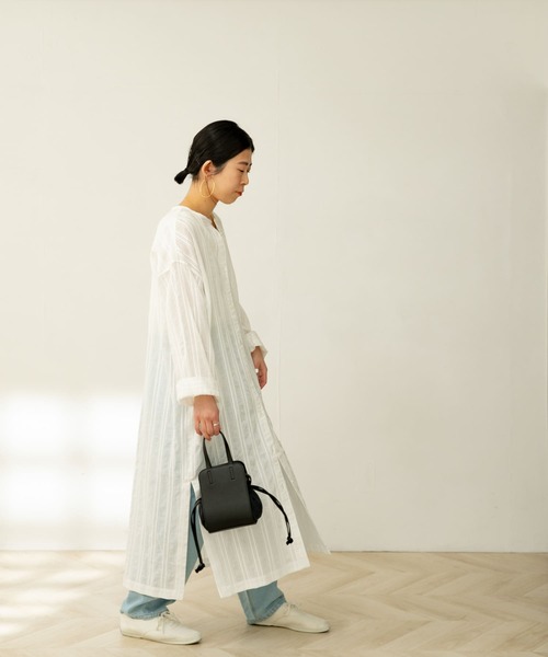 FORK&SPOON（フォークアンドスプーン）の「FORK&SPOON　カラミストライプシャツワンピース（ワンピース・レディース・カーキ/オフホワイト/ブラック・1）」の12枚目の写真