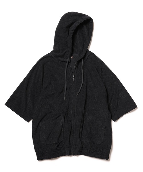 MR.OLIVE（ミスターオリーブ）の「【セットアップ対応】T/C ランダム ソフトパイル / ワンマイル ワンマイル 半袖フーディー(半袖パーカー)（パーカー・メンズ・ブラック/ブラック系その他・SMALL/LARGE/MEDIUM）」の8枚目の写真
