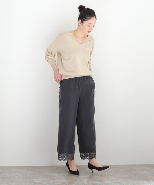 VERMEIL par iena コットンエンブレース前スリットパンツ VERMEIL par iena（ヴェルメイユパーイエナ）の「コットンエンブ