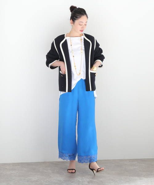 VERMEIL par iena(ヴェルメイユパーイエナ)の「キュプラフィブリル 裾レースパンツ◆(その他パンツ・レディース・チャコールグレー/ブルー系その他・40/38/36)」の14枚目の写真