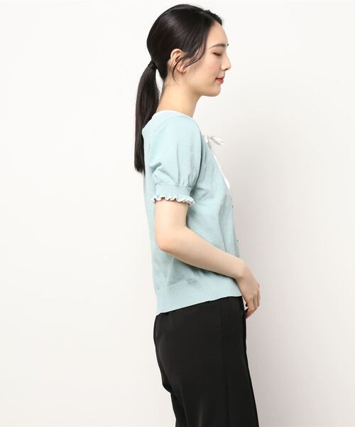 Clice de Paris（クリシェドゥパリス）の「K/リボンバイカラーニット（ニット/セーター・レディース・ブラック/ブルー/ベージュ・ONESIZE）」の4枚目の写真