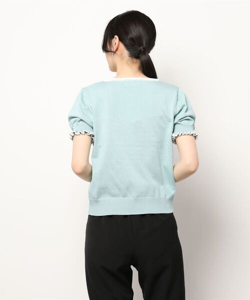 Clice de Paris（クリシェドゥパリス）の「K/リボンバイカラーニット（ニット/セーター・レディース・ブラック/ブルー/ベージュ・ONESIZE）」の5枚目の写真