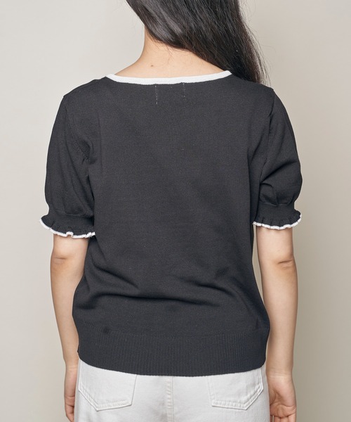 Clice de Paris（クリシェドゥパリス）の「K/リボンバイカラーニット（ニット/セーター・レディース・ブラック/ブルー/ベージュ・ONESIZE）」の8枚目の写真