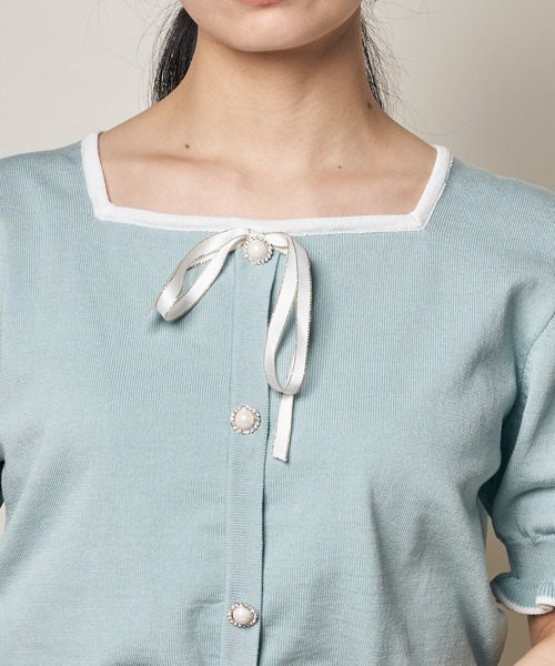 Clice de Paris（クリシェドゥパリス）の「K/リボンバイカラーニット（ニット/セーター・レディース・ブラック/ブルー/ベージュ・ONESIZE）」の20枚目の写真