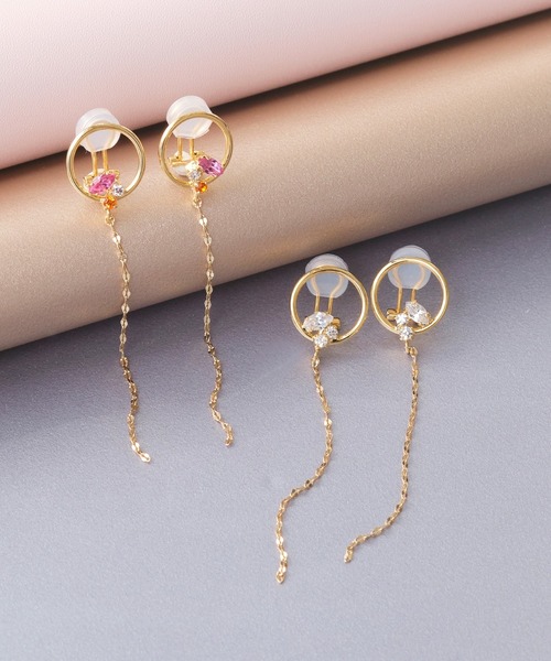 Phoebe(フィービィー)の「【痛くないシリーズ】ラプチャービジューエアリーイヤリング(イヤリング・レディース・クリア/ピンク・FREE)」の8枚目の写真