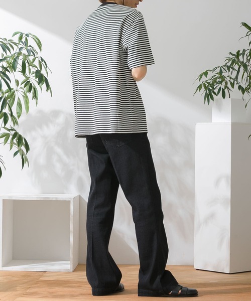 HEYUMM（ヘユム）の「センタープレスフレアデニムパンツ（デニムパンツ・レディース・ワンウォッシュ/インディゴブルー/ブラック・SMALL/MEDIUM）」の13枚目の写真