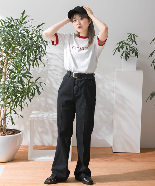 HEYUMM（ヘユム）の「センタープレスフレアデニムパンツ（デニムパンツ・レディース・ワンウォッシュ/インディゴブルー/ブラック・SMALL/MEDIUM）」の16枚目の写真