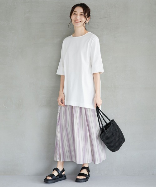 LEPSIM(レプシィム)の「マルチキノウチュニック 262406(Tシャツ/カットソー・レディース・ブラック/オフホワイト/オレンジ/グリーン/グレイッシュベージュ・FREE)」の6枚目の写真