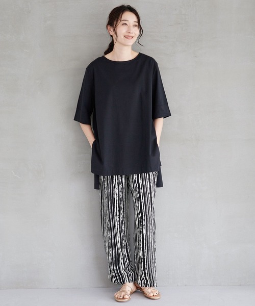 LEPSIM(レプシィム)の「マルチキノウチュニック 262406(Tシャツ/カットソー・レディース・ブラック/オフホワイト/オレンジ/グリーン/グレイッシュベージュ・FREE)」の18枚目の写真