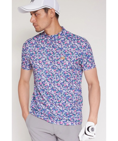 HIGH STREET(ハイストリート)の「【UNISEX】HIGH ST. GOLF∴フラワーパターンハイゲージ鹿の子モックネックシャツ(Tシャツ/カットソー・メンズ・ピンク/イエロー・SS/S/M/L/LL)」の2枚目の写真