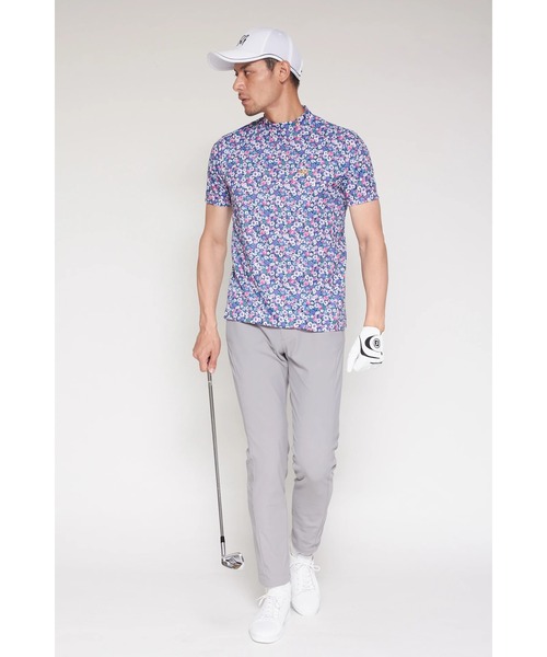 HIGH STREET(ハイストリート)の「【UNISEX】HIGH ST. GOLF∴フラワーパターンハイゲージ鹿の子モックネックシャツ(Tシャツ/カットソー・メンズ・ピンク/イエロー・SS/S/M/L/LL)」の3枚目の写真