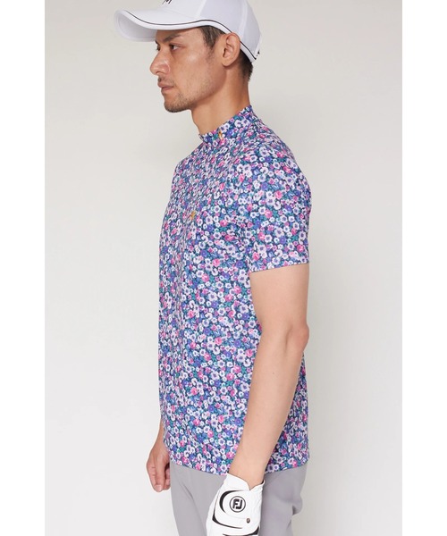 HIGH STREET(ハイストリート)の「【UNISEX】HIGH ST. GOLF∴フラワーパターンハイゲージ鹿の子モックネックシャツ(Tシャツ/カットソー・メンズ・ピンク/イエロー・SS/S/M/L/LL)」の6枚目の写真