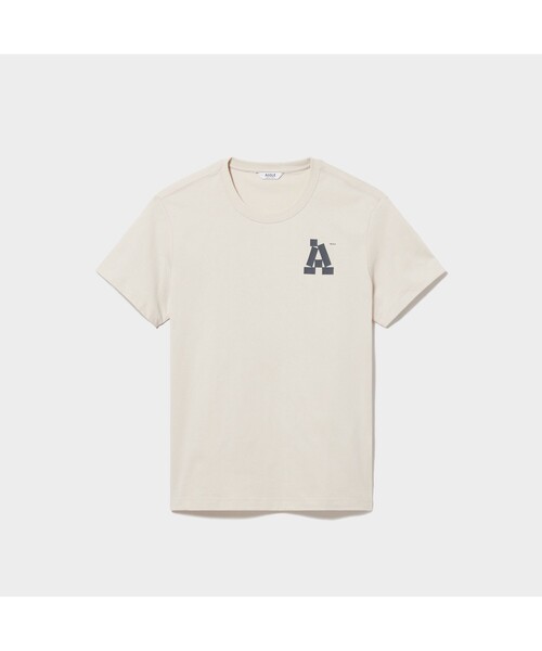 AIGLE(エーグル)の「吸水速乾 グラフィック 半袖Tシャツ(BIG A)(Tシャツ/カットソー・メンズ・アイボリー/ダークブルー・LL/S/M/L)」の1枚目の写真