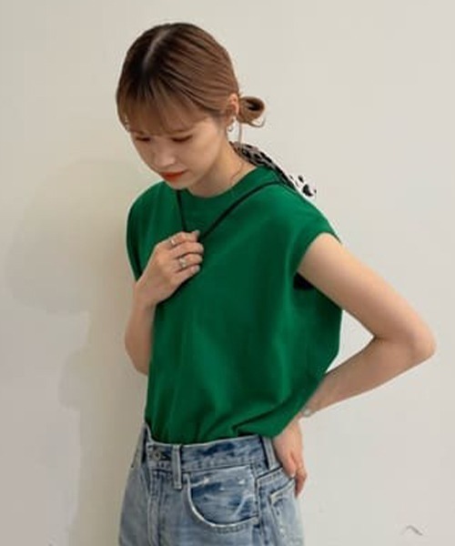 RODEO CROWNS WIDE BOWL（ロデオクラウンズワイドボウル）の「フレンチスリーブTシャツ（Tシャツ/カットソー・レディース・グリーン/ブラウン/ブラック/ホワイト・FREE）」の4枚目の写真