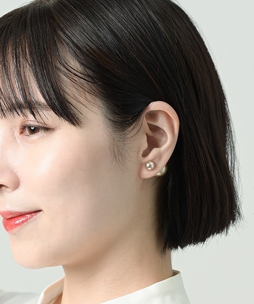 Fun & Daily(ファンアンドデイリー)の「F&D : パールバックキャッチピアス(ピアス(両耳用)・レディース・レッド/ホワイト/グリーン/ブラック/パープル/ブルー/ピンク/ベージュ・FREE)」の22枚目の写真