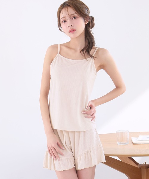 aimerfeel（エメフィール）の「【WEB限定】リブフリル ショートパンツ 3点セット（ルームウェア/パジャマ・レディース・プラム/チャコールグレー/ピンクベージュ/杢グレー/ピンク/ライトグリーン/サーモンピンク/グレイッシュブルー/パープル/オフホワイト/モカ・MEDIUM/LARGE）」の21枚目の写真