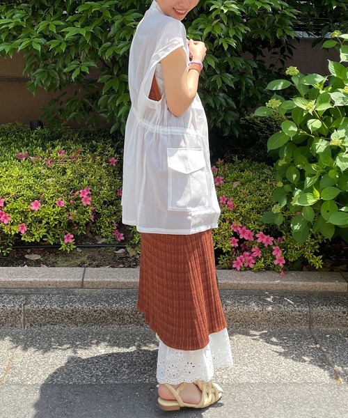 byYOUANCE(バイユアンス)の「シアーミリタリーベスト(ベスト・レディース・ホワイト/ブラック・FREE)」の5枚目の写真