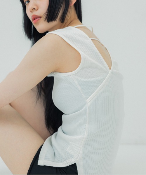 UNITED TOKYO（ユナイテッドトウキョウ）の「beautility　バックデザインタンク（Tシャツ/カットソー・レディース・インディゴブルー/ブラック/オフホワイト・FREE）」の7枚目の写真