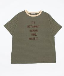 Samansa Mos2 | フロッキープリントボーダーTシャツ(Tシャツ/カットソー)