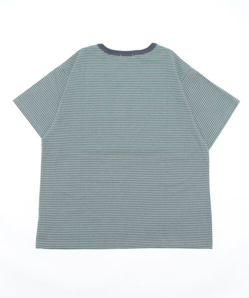 Samansa Mos2(サマンサ モスモス)の「フロッキープリントボーダーTシャツ(Tシャツ/カットソー・レディース・ベージュ/ブルー/グリーン/マスタード・フリ-)」の5枚目の写真