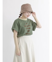 Samansa Mos2 | フロッキープリントボーダーTシャツ(Tシャツ/カットソー)