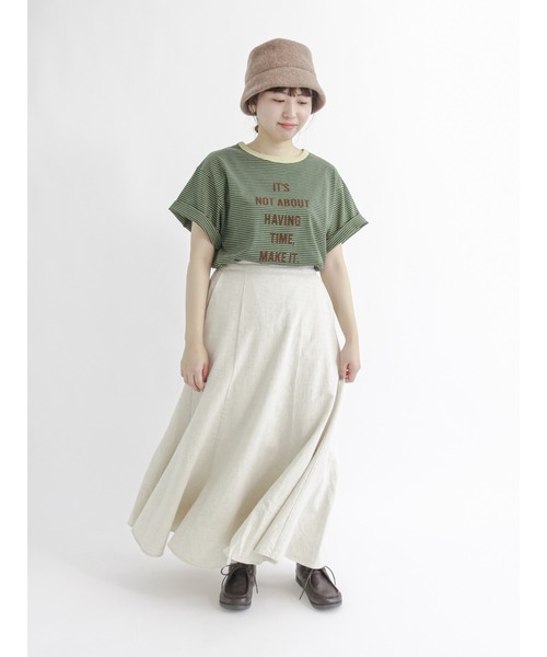 Samansa Mos2(サマンサ モスモス)の「フロッキープリントボーダーTシャツ(Tシャツ/カットソー・レディース・ベージュ/ブルー/グリーン/マスタード・フリ-)」の15枚目の写真