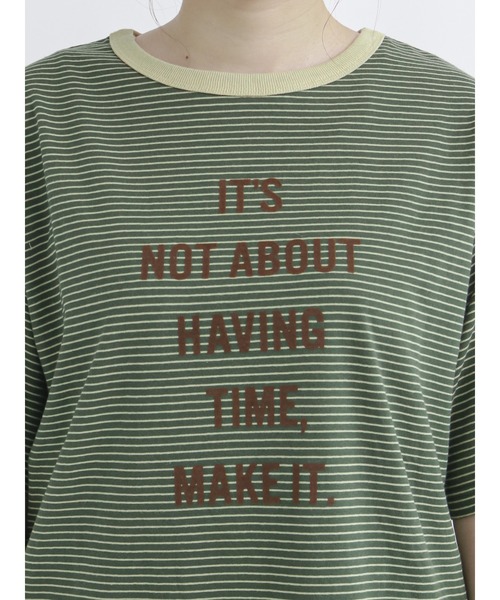 Samansa Mos2(サマンサ モスモス)の「フロッキープリントボーダーTシャツ(Tシャツ/カットソー・レディース・ベージュ/ブルー/グリーン/マスタード・フリ-)」の20枚目の写真