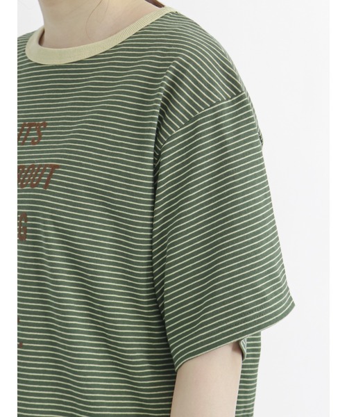 Samansa Mos2(サマンサ モスモス)の「フロッキープリントボーダーTシャツ(Tシャツ/カットソー・レディース・ベージュ/ブルー/グリーン/マスタード・フリ-)」の21枚目の写真