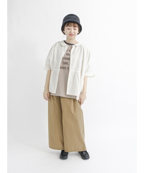 Samansa Mos2(サマンサ モスモス)の「フロッキープリントボーダーTシャツ(Tシャツ/カットソー・レディース・ベージュ/ブルー/グリーン/マスタード・フリ-)」の6枚目の写真