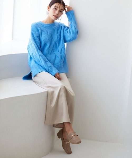 Pierrot(ピエロ)の「サテンナロースカート ロング丈(スカート・レディース・ブラック/イエロー/ベージュ系その他/スモークピンク/チャコール・M/L)」の9枚目の写真