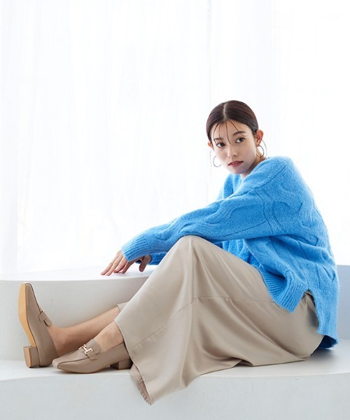 Pierrot(ピエロ)の「サテンナロースカート ロング丈(スカート・レディース・ブラック/イエロー/ベージュ系その他/スモークピンク/チャコール・M/L)」の10枚目の写真