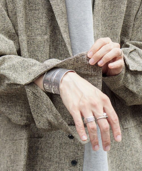 GLOSTER（グロスター）の「【GLOSTER/グロスター】ツイードパナマミリタリービッグシャツ オーバーシルエット（シャツ/ブラウス・メンズ・ブラック/ベージュ/オリーブ・M/L/S）」の9枚目の写真