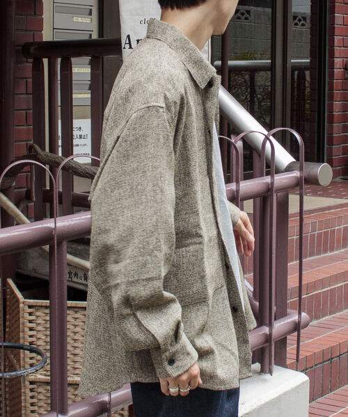 GLOSTER（グロスター）の「【GLOSTER/グロスター】ツイードパナマミリタリービッグシャツ オーバーシルエット（シャツ/ブラウス・メンズ・ブラック/ベージュ/オリーブ・M/L/S）」の10枚目の写真